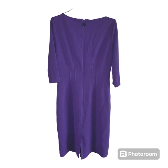 Elie Tahari Purple Half Sleeve Sheath Midi Dress - Picture 3 of 8